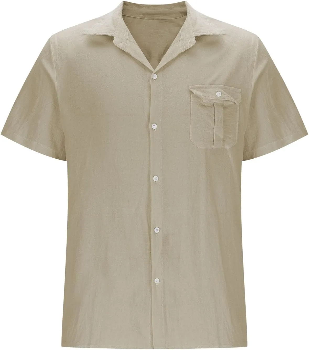 Men's Casual Cotton Linen Shirts Short Sleeve Button Down Shirt Summer Beach Tops Vacation Wedding Party Outfits