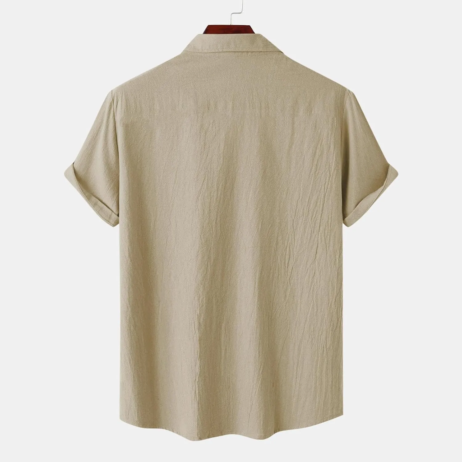 Men's Casual Cotton Linen Shirts Short Sleeve Button Down Shirt Summer Beach Tops Vacation Wedding Party Outfits