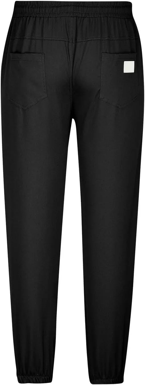 Mens Casual Pants Elastic Waist Loose Fit Cinch Bottom Trousers Plus Size Stretch Drawstring Active Pants with Pocket
