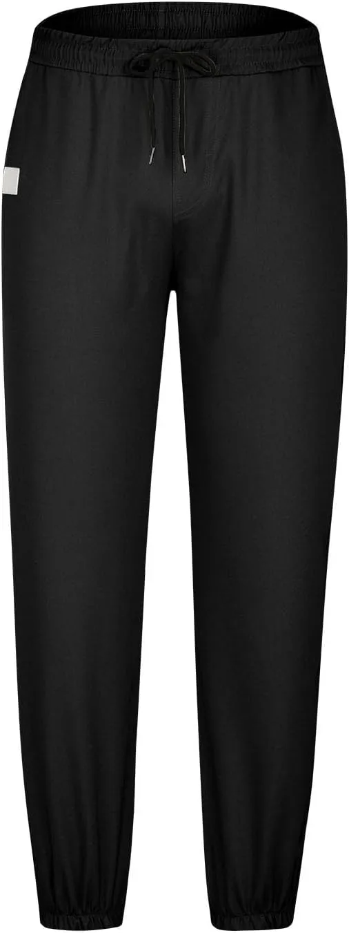 Mens Casual Pants Elastic Waist Loose Fit Cinch Bottom Trousers Plus Size Stretch Drawstring Active Pants with Pocket