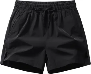 Mens Casual Shorts 5 Inch with Pocket Lightweight Drawstring Workout Athletic Short Pants Quick Dry Active-Shorts