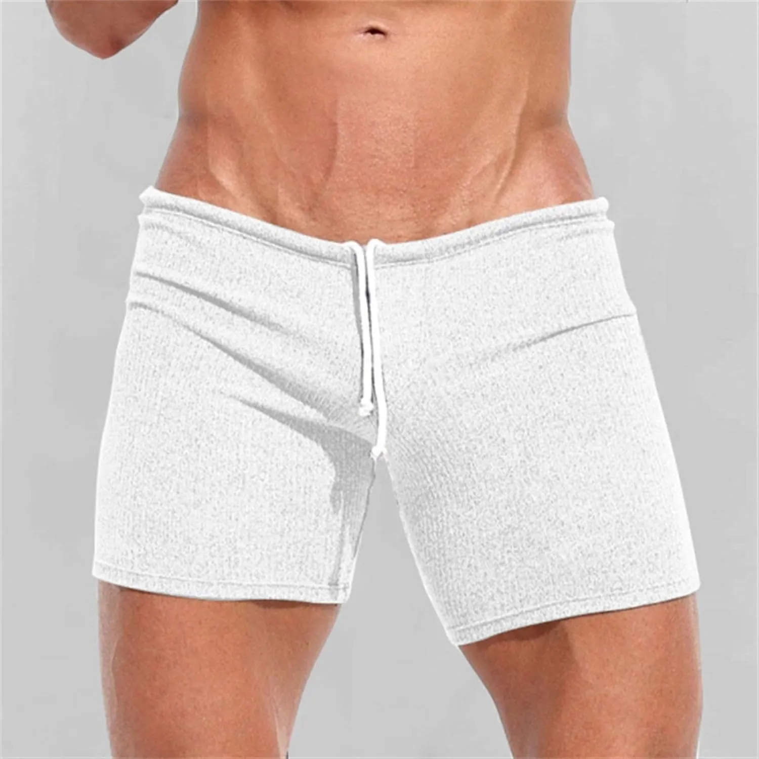 Men's Casual Shorts Knit Workout Attire Elastic Waist Drawstring Workout Running Jogging Summer Beach Sweat Shorts