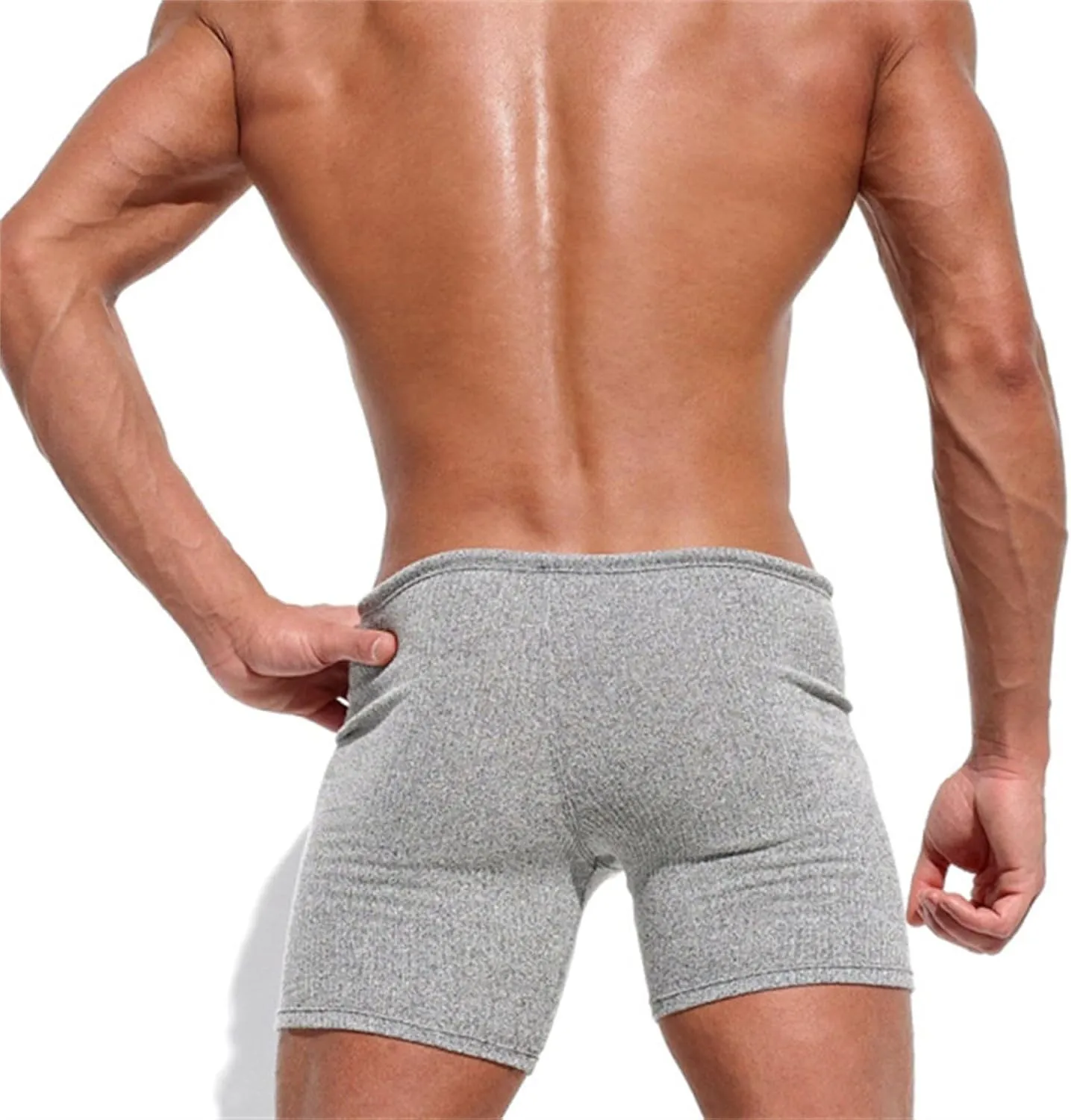 Men's Casual Shorts Knit Workout Attire Elastic Waist Drawstring Workout Running Jogging Summer Beach Sweat Shorts