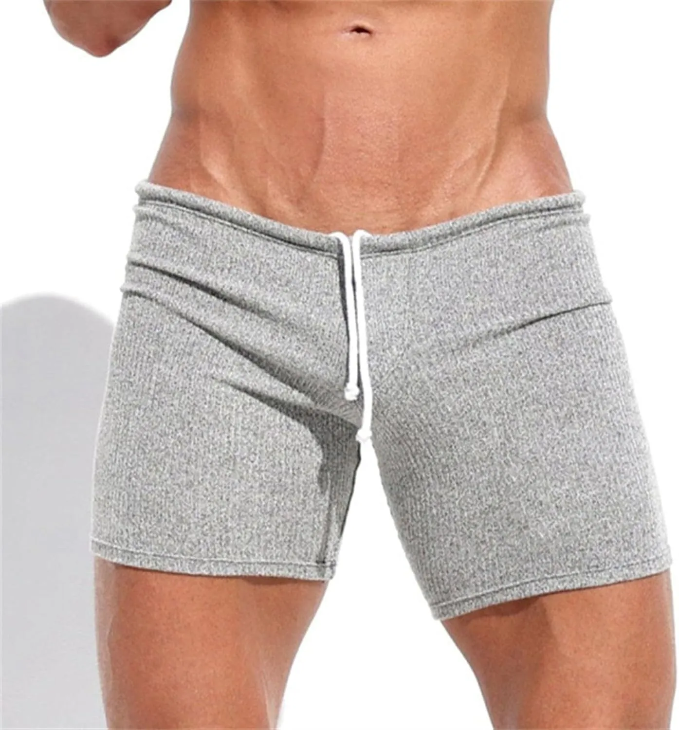 Men's Casual Shorts Knit Workout Attire Elastic Waist Drawstring Workout Running Jogging Summer Beach Sweat Shorts