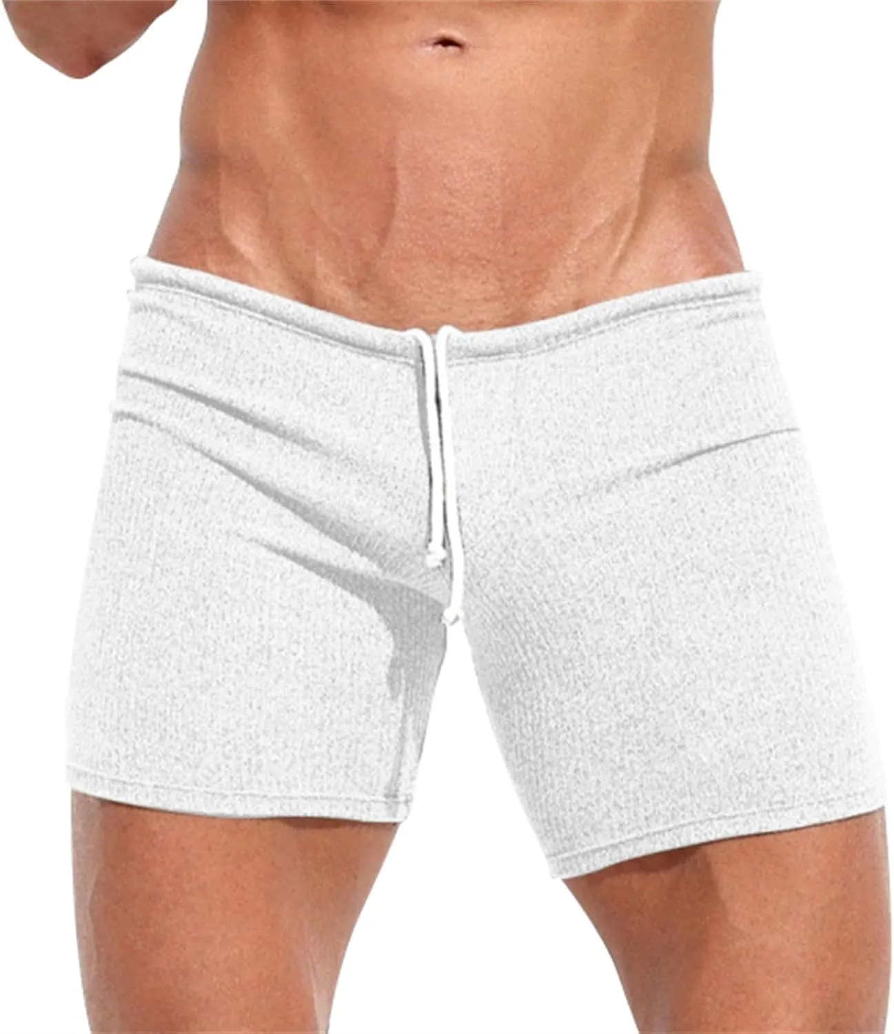 Men's Casual Shorts Knit Workout Attire Elastic Waist Drawstring Workout Running Jogging Summer Beach Sweat Shorts