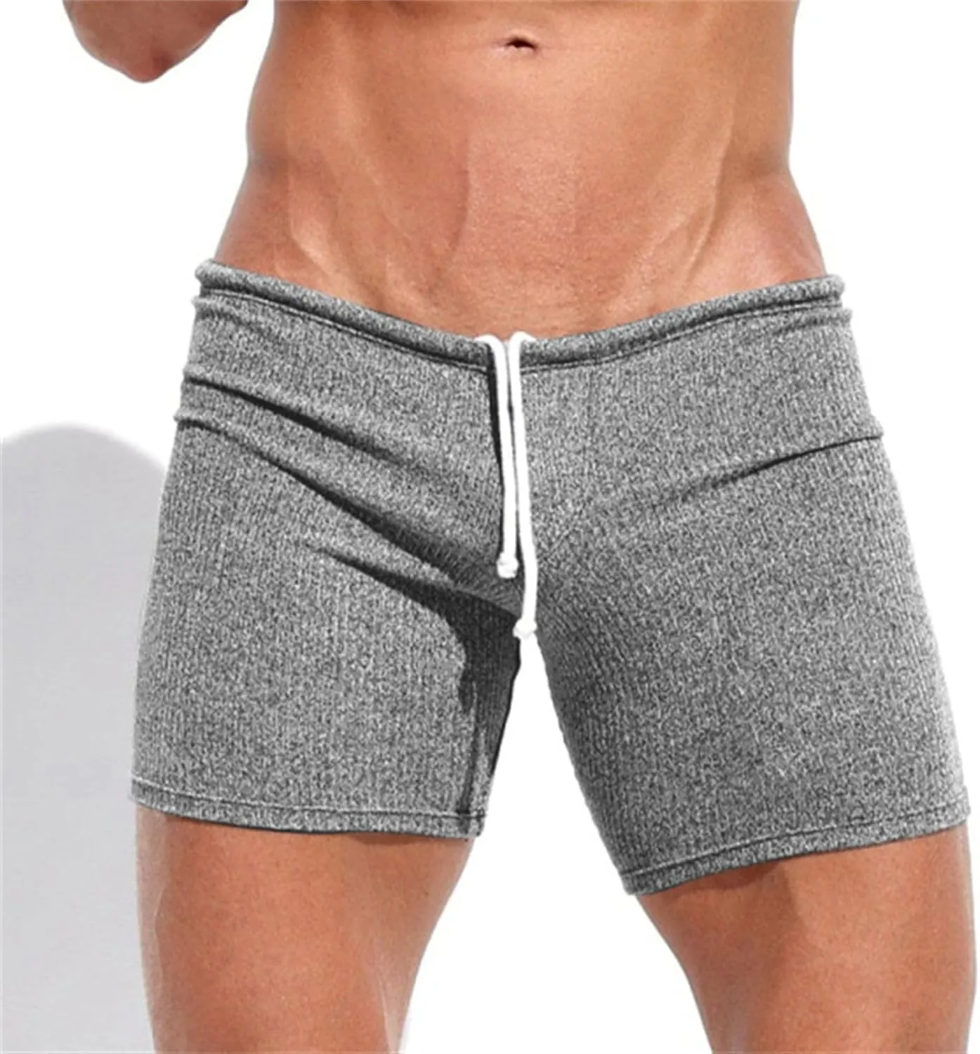 Men's Casual Shorts Knit Workout Attire Elastic Waist Drawstring Workout Running Jogging Summer Beach Sweat Shorts