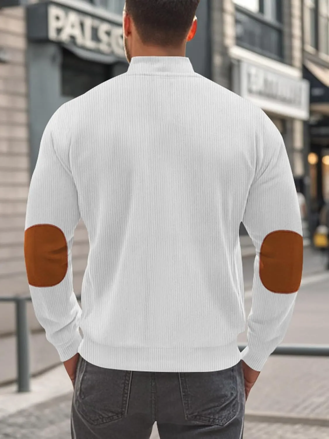 Men's Casual Zipper Corduroy Jacket Corduroy Lapel Long Sleeve Jacket Warm Windproof Tops
