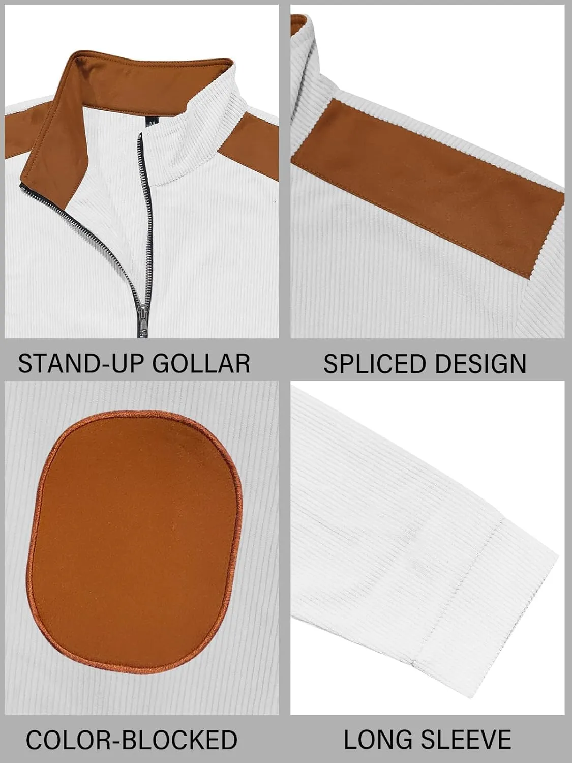 Men's Casual Zipper Corduroy Jacket Corduroy Lapel Long Sleeve Jacket Warm Windproof Tops