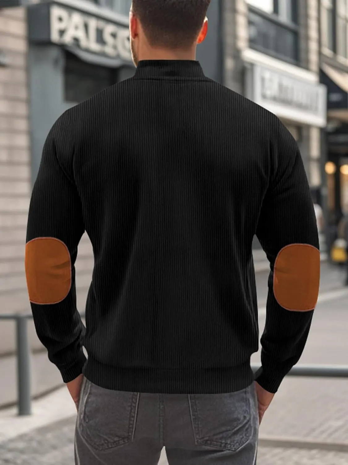 Men's Casual Zipper Corduroy Jacket Corduroy Lapel Long Sleeve Jacket Warm Windproof Tops