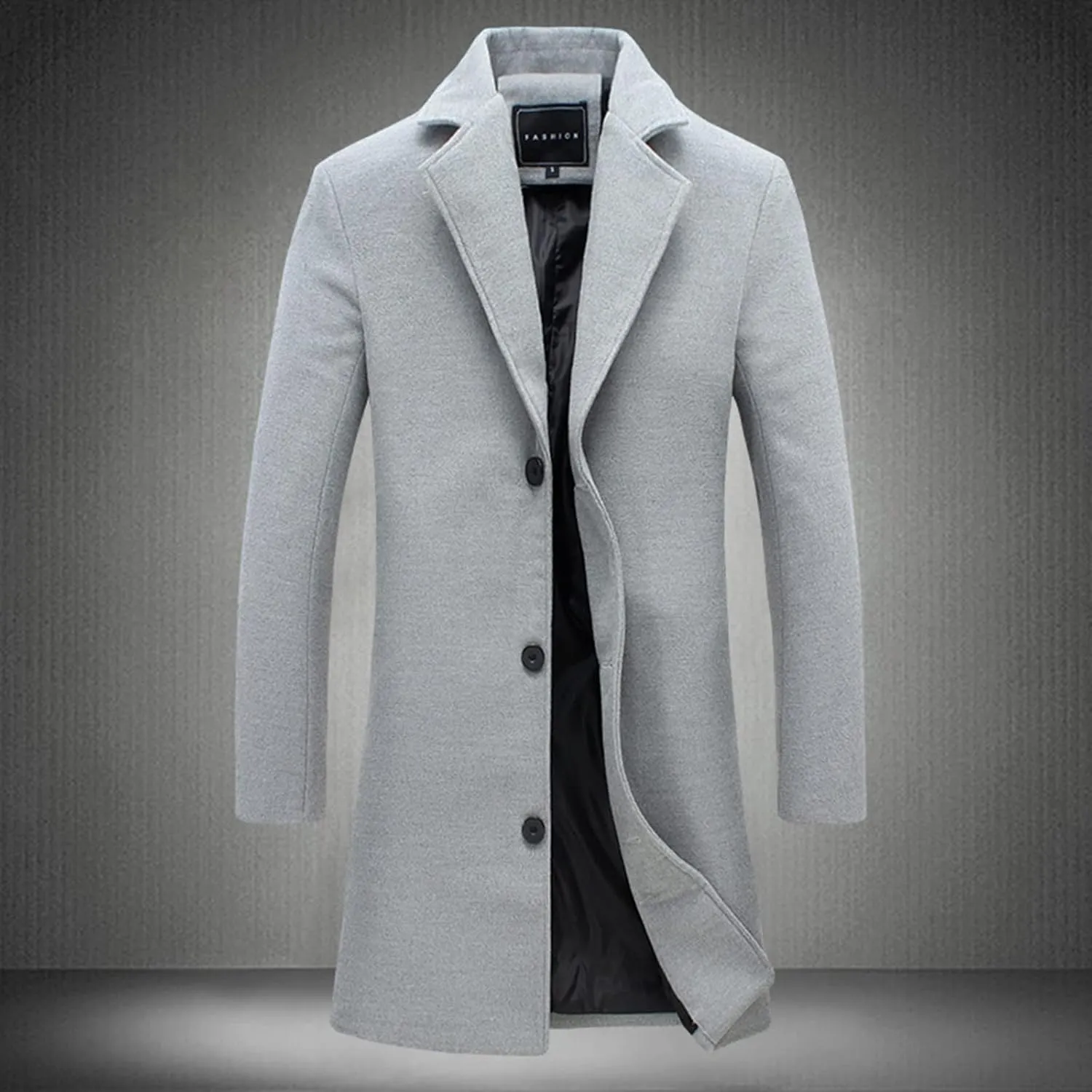 Men's Classic Wool Blend Pea Coat Double Breasted Stand Collar Fashion Trench Coat Oversize Winter Overcoat Peacoat