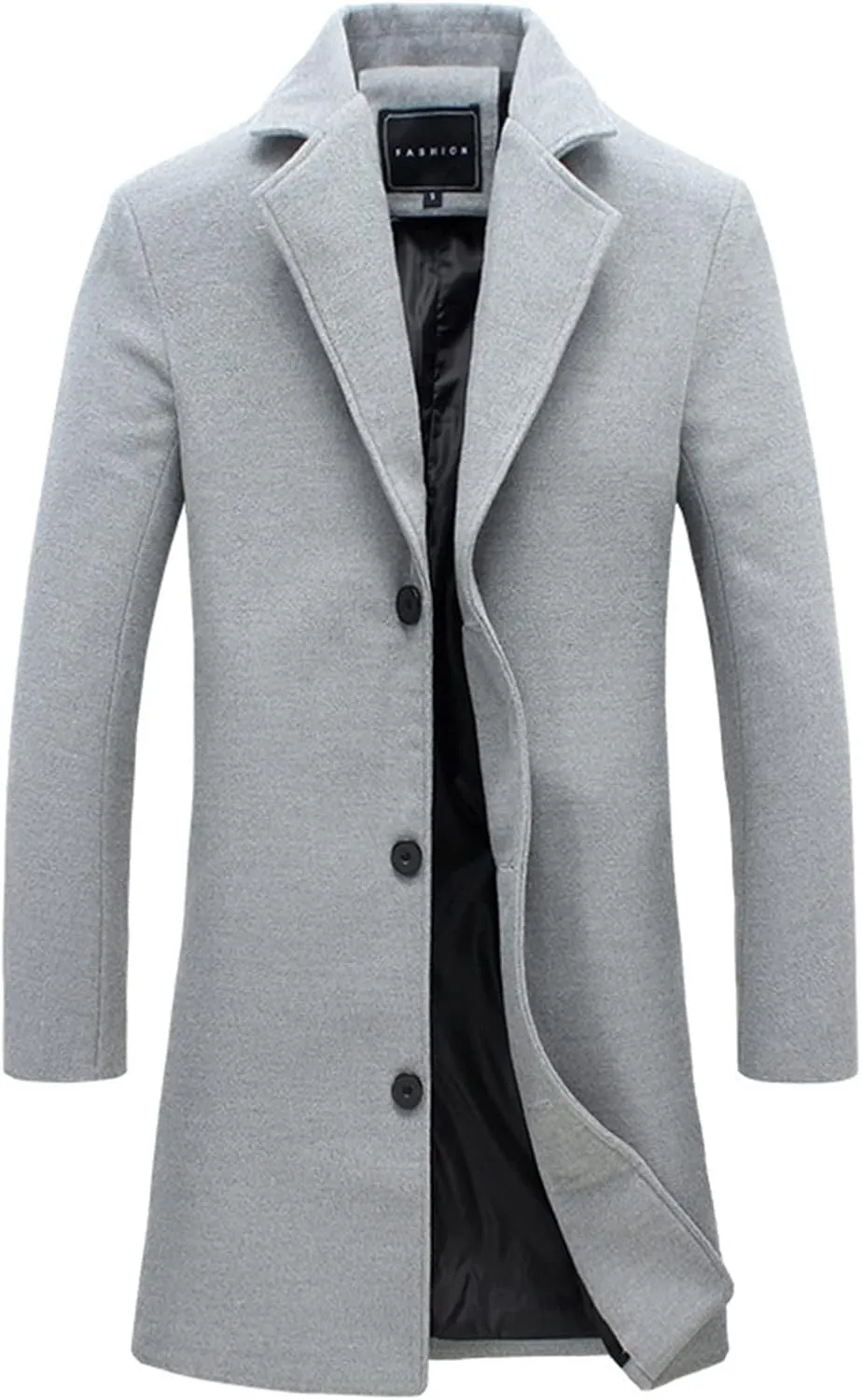 Men's Classic Wool Blend Pea Coat Double Breasted Stand Collar Fashion Trench Coat Oversize Winter Overcoat Peacoat