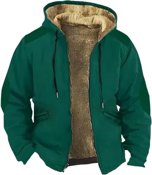 Mens Coat For Casual Trendy Long Sleeve Thickened Zip Up Hoodies Padded Vintage Jackets