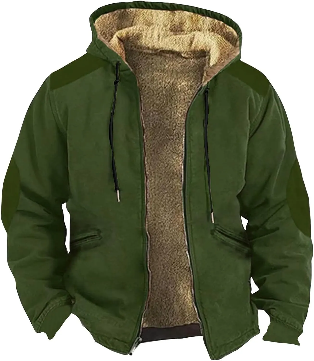 Mens Coat For Casual Trendy Long Sleeve Thickened Zip Up Hoodies Padded Vintage Jackets