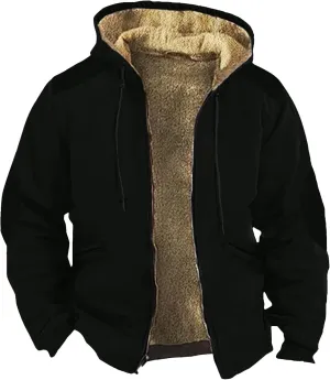 Mens Coat For Casual Trendy Long Sleeve Thickened Zip Up Hoodies Padded Vintage Jackets