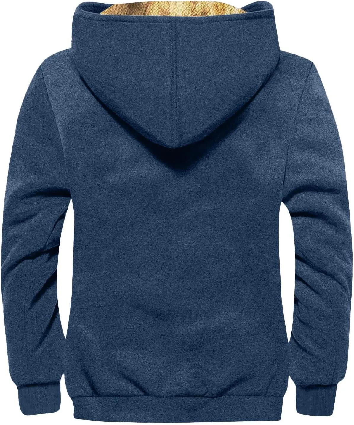 Mens Coat For Casual Trendy Long Sleeve Thickened Zip Up Hoodies Padded Vintage Jackets