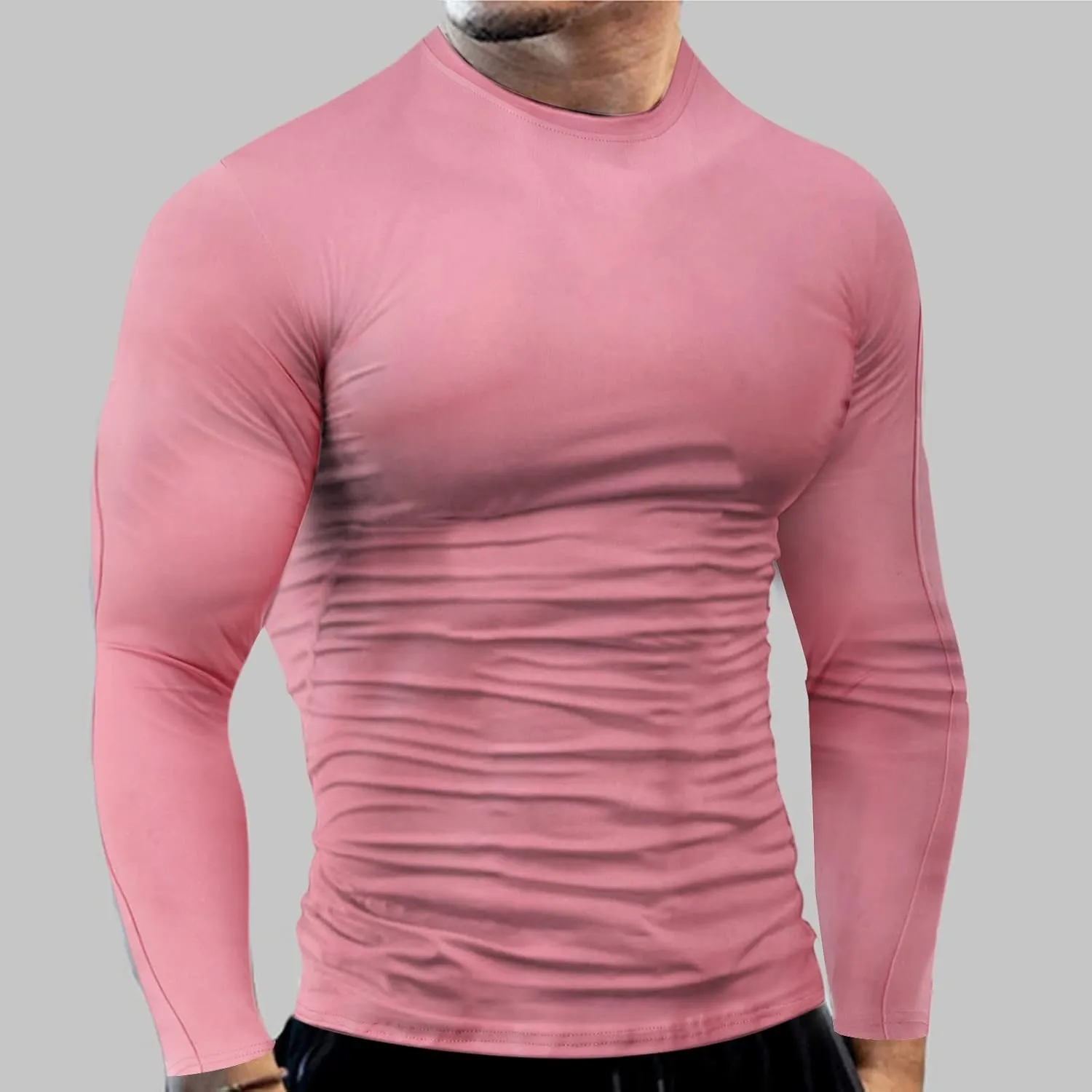 Men's Compression Shirts Muscle Long Sleeve Athletic T Shirt Cool Dry Running Gym Workout Undershirts Tee Sport Tops