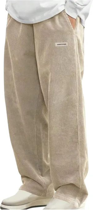 Men's Corduroy Lounge Pants Casual Drawstring Elastic Waist Straight Leg Joggers Going Out Sweatpants with Pockets