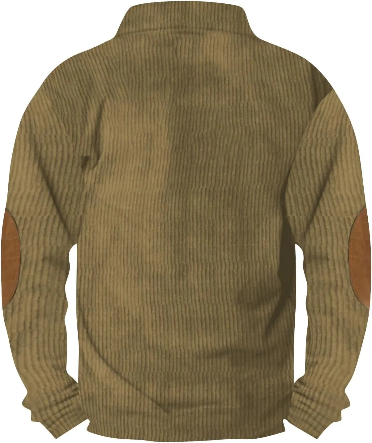 Mens Corduroy Shirt with Elbow Patches Lapel Collar Button Up Pullover Long Sleeve Sweaters Polo Sweatshirts