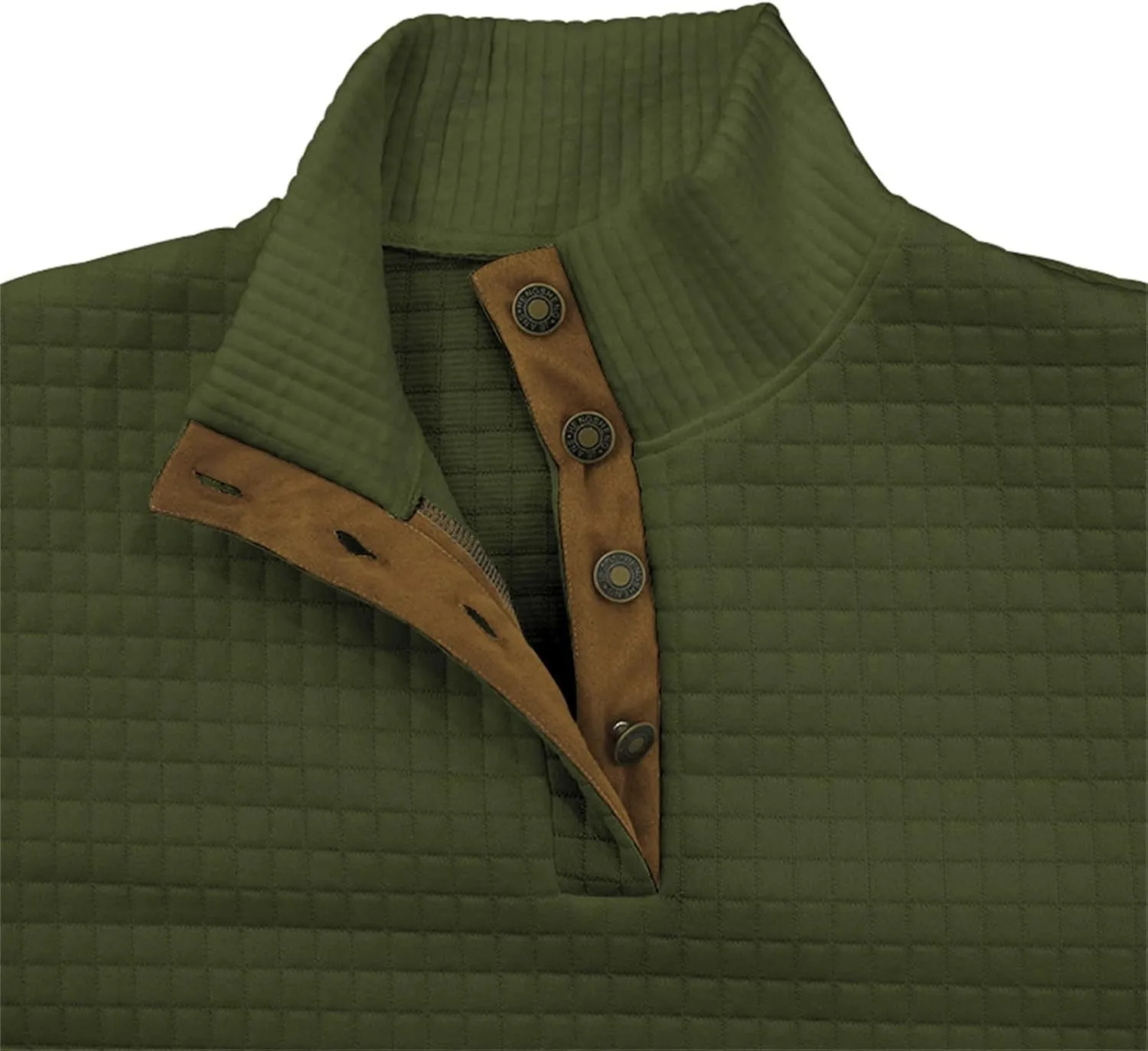Mens Corduroy Sweatshirts Casual Lapel Collar Shirt Mock Neck Button Polo Pullover Waffle Sweater with Elbow Patches