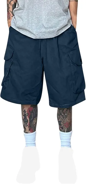 Mens Cotton Cargo Shorts with Pockets Quick Dry Athletic Running Gym Casual Trendy Workout Activewear Trunks