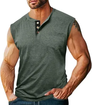 Men's Cotton Linen Henley T-Shirts Long Sleeve Hippie Casual Summer Beach Tshirt Slim Fit Roll-up Button-Down Tops