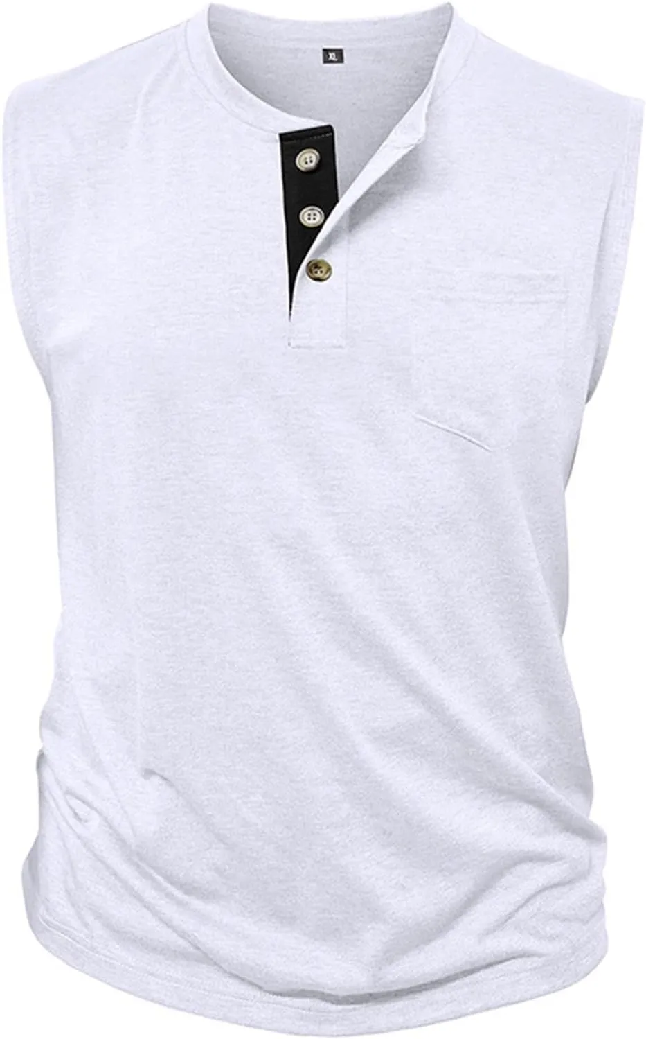 Men's Cotton Linen Henley T-Shirts Long Sleeve Hippie Casual Summer Beach Tshirt Slim Fit Roll-up Button-Down Tops