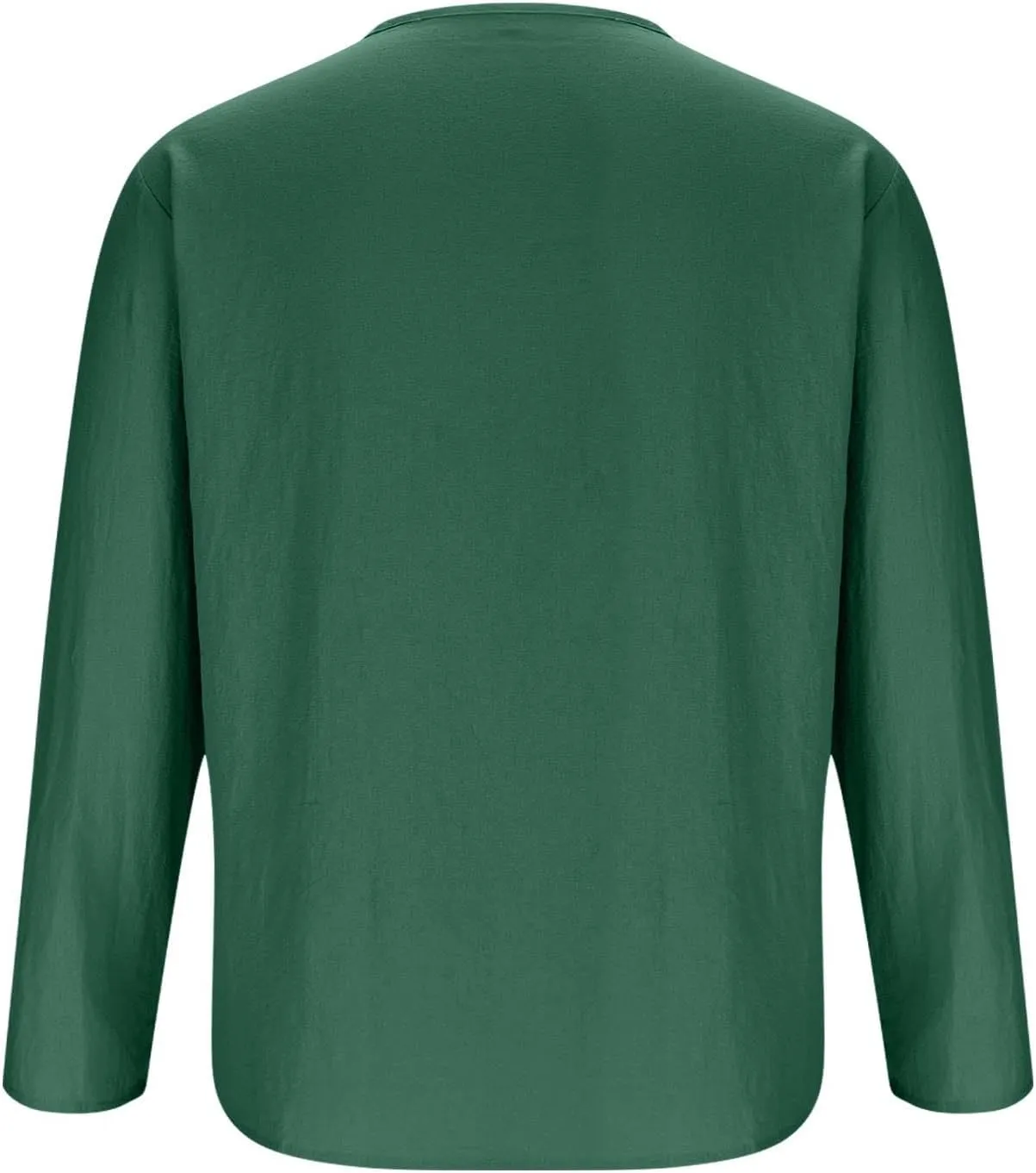 Men's Cotton Linen Shirt Long Sleeve Hippie Casual Beach T-Shirts Summer Lightweight Lace Up V Neck Pullover Tee Top