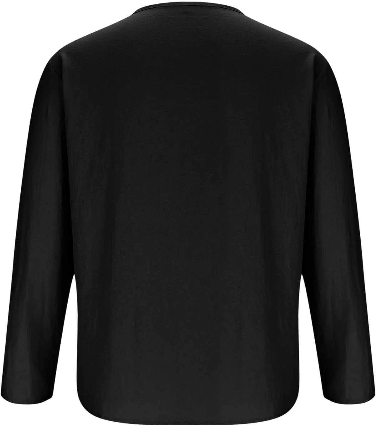 Men's Cotton Linen Shirt Long Sleeve Hippie Casual Beach T-Shirts Summer Lightweight Lace Up V Neck Pullover Tee Top