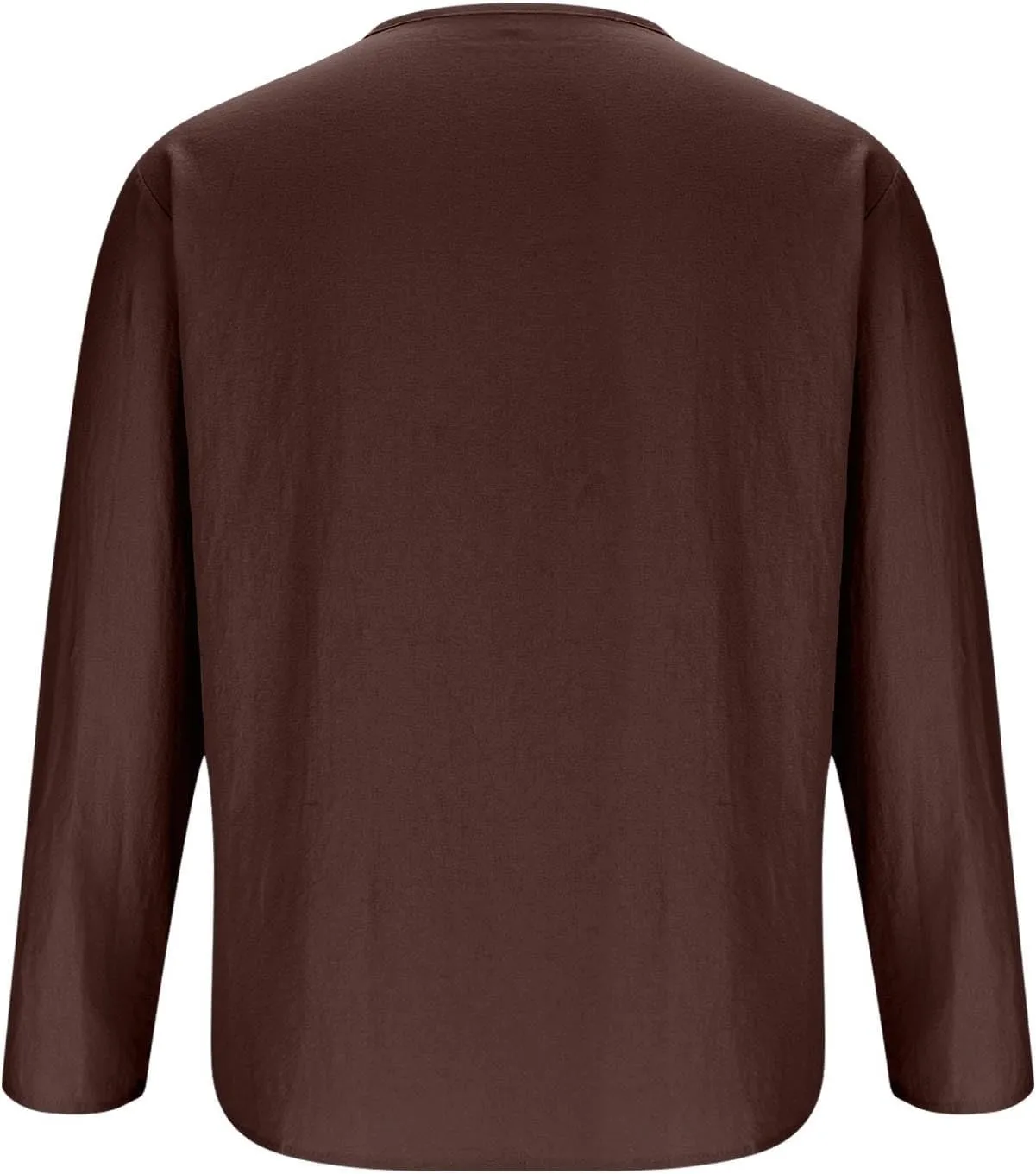 Men's Cotton Linen Shirt Long Sleeve Hippie Casual Beach T-Shirts Summer Lightweight Lace Up V Neck Pullover Tee Top