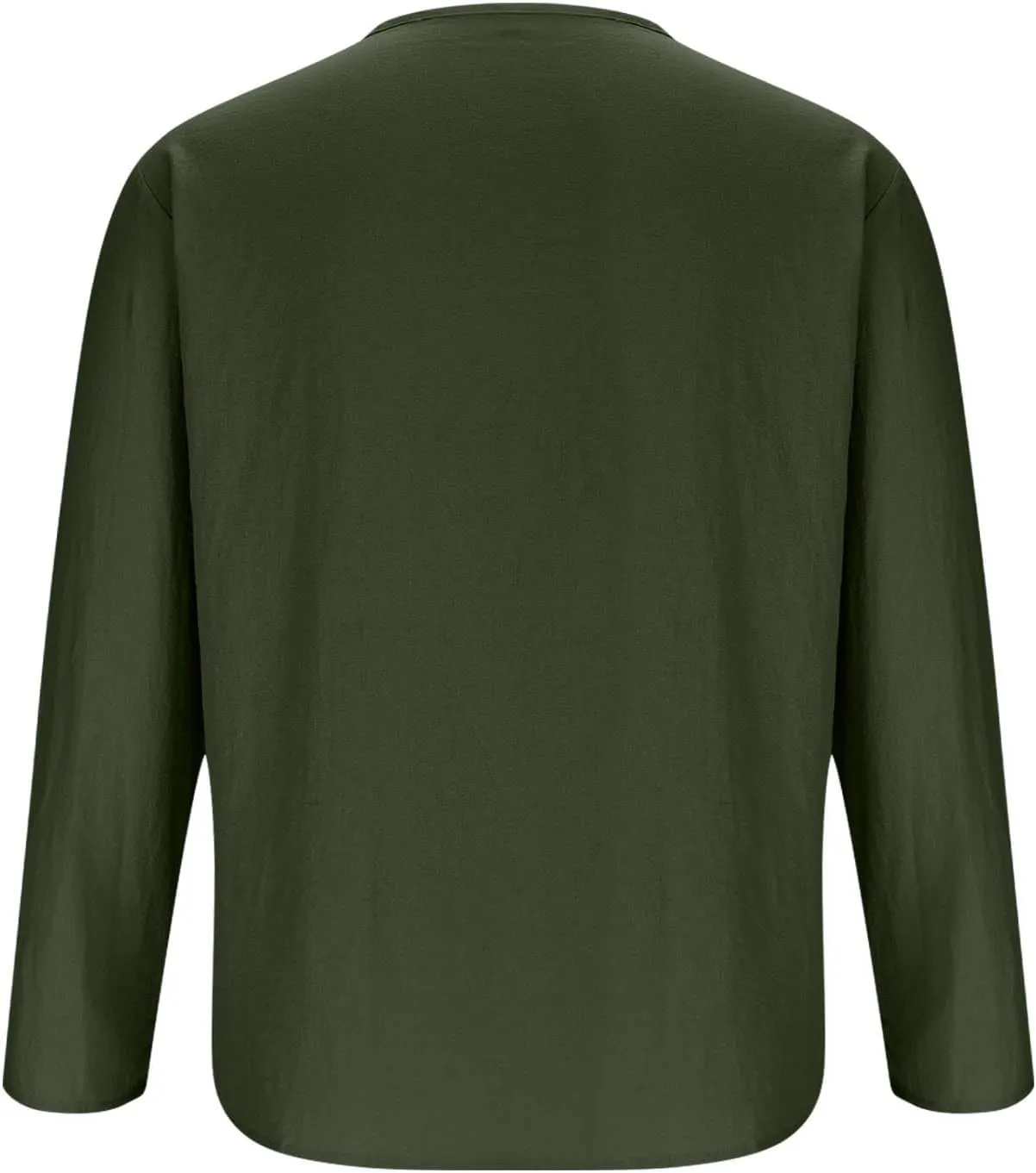 Men's Cotton Linen Shirt Long Sleeve Hippie Casual Beach T-Shirts Summer Lightweight Lace Up V Neck Pullover Tee Top