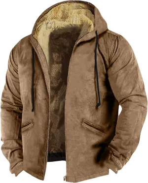 Men's Cotton Plaid Shirts Pullover Jacket Fleece Lined Shirts Sherpa Button Down Jackets with Hood for Men