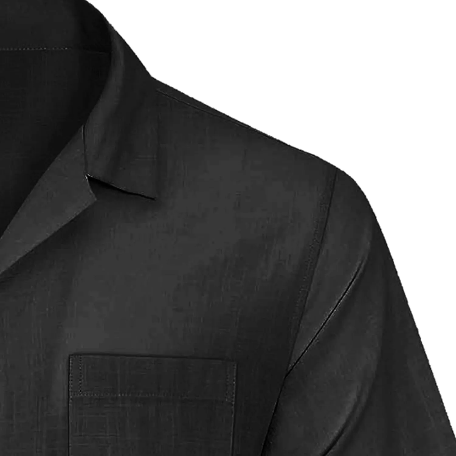 Men's Cuban Collar Shirt Solid Color Loose Fit Trendy Button Down Short Sleeve Top Summer Beach Vacation Party Breathable Tee