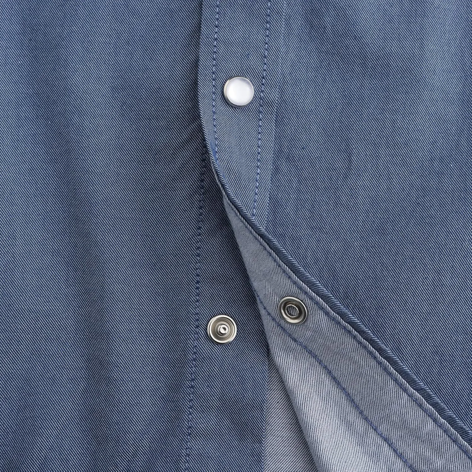 Men's Denim Western Cowboy Pearl Snap Long Sleeve Casual Button Down Up Soild Work Shirts