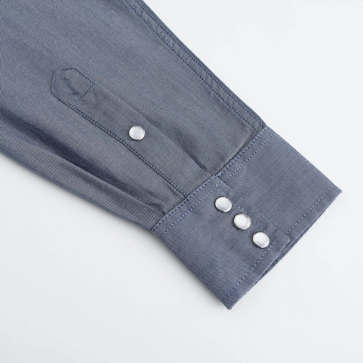 Men's Denim Western Cowboy Pearl Snap Long Sleeve Casual Button Down Up Soild Work Shirts