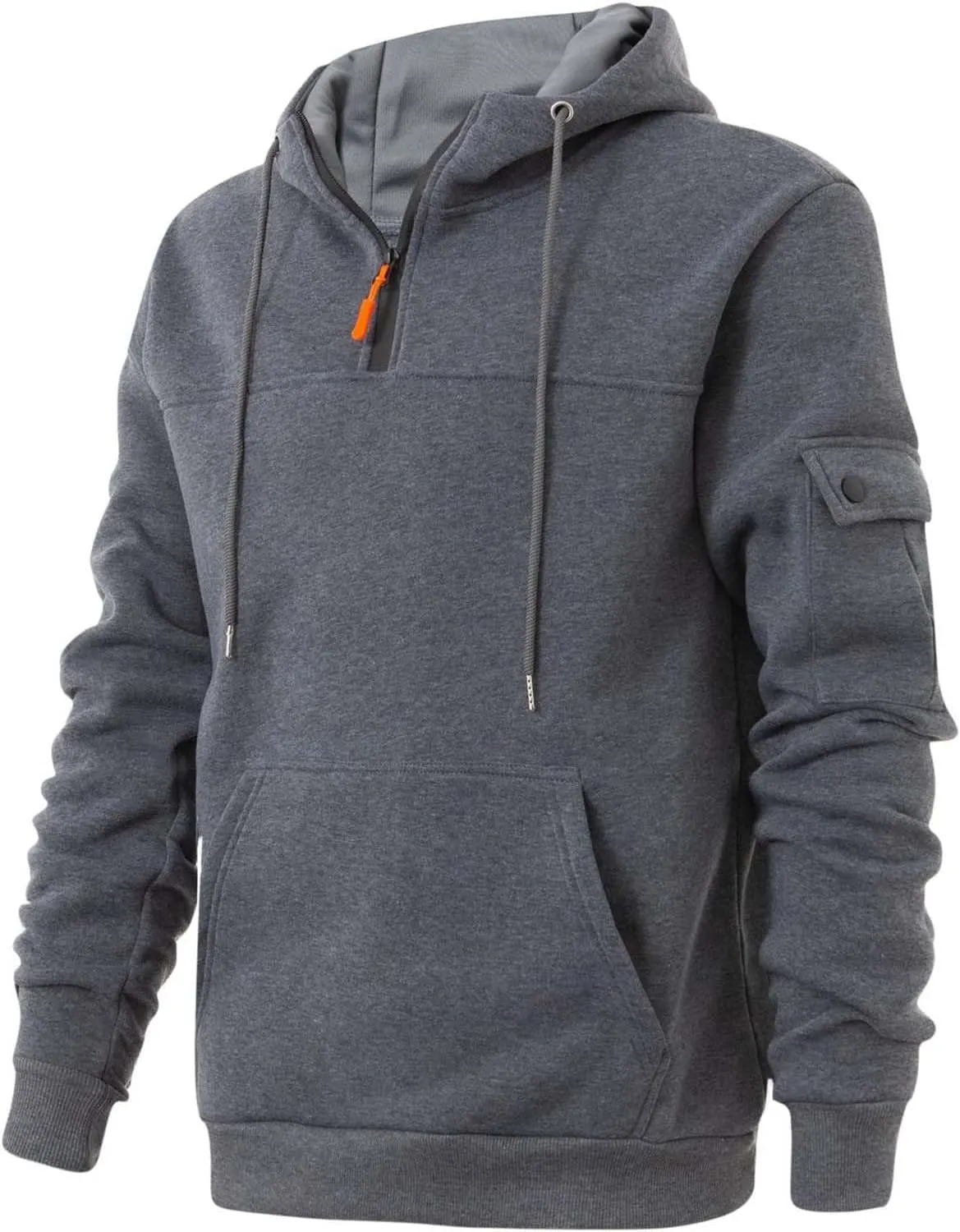 Mens Fall Hoodie Casual Half Zip Waffle Pullover Sweatshirts Running Gym Athletic Hooded Shirt with Pocket Big&Tall
