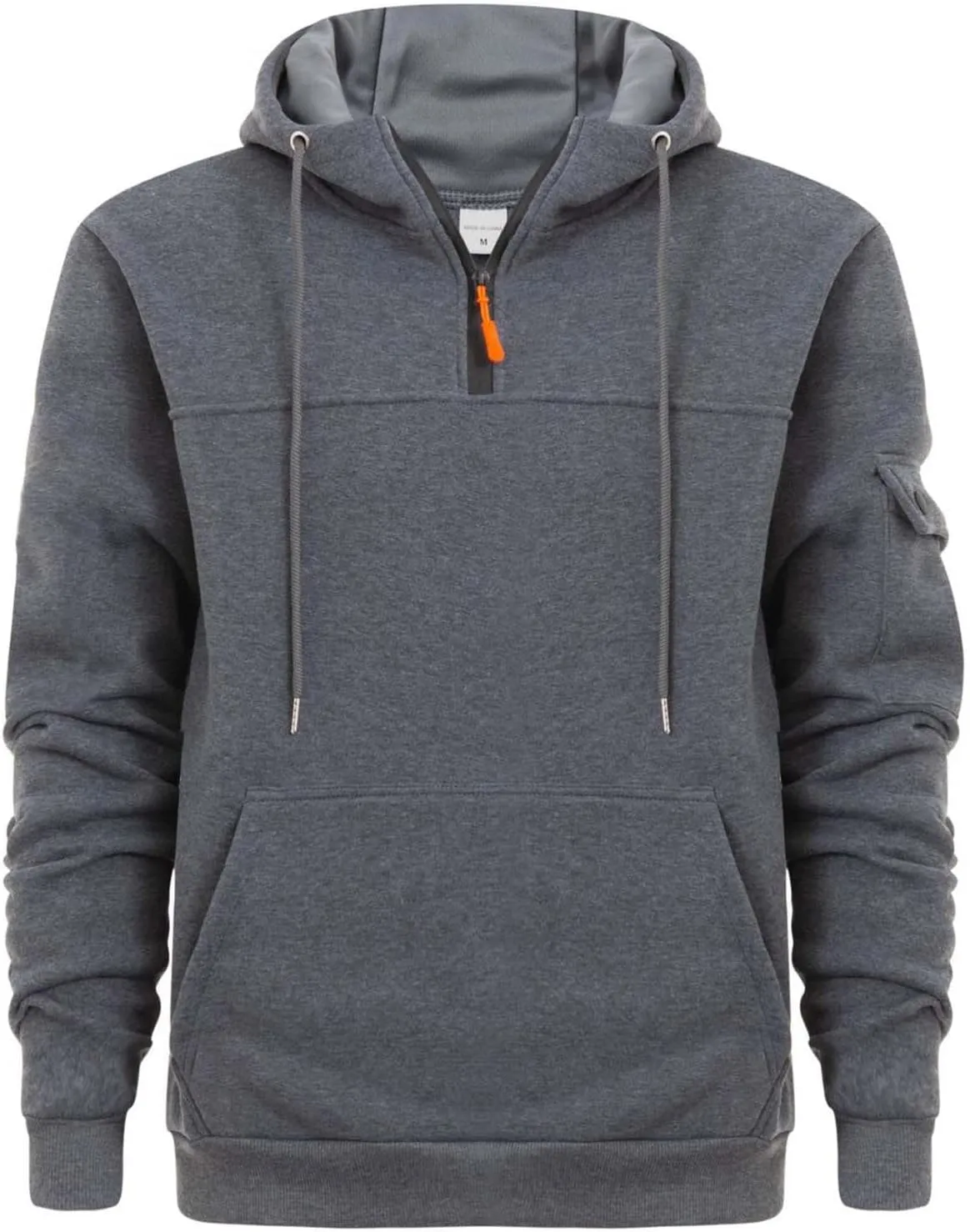 Mens Fall Hoodie Casual Half Zip Waffle Pullover Sweatshirts Running Gym Athletic Hooded Shirt with Pocket Big&Tall