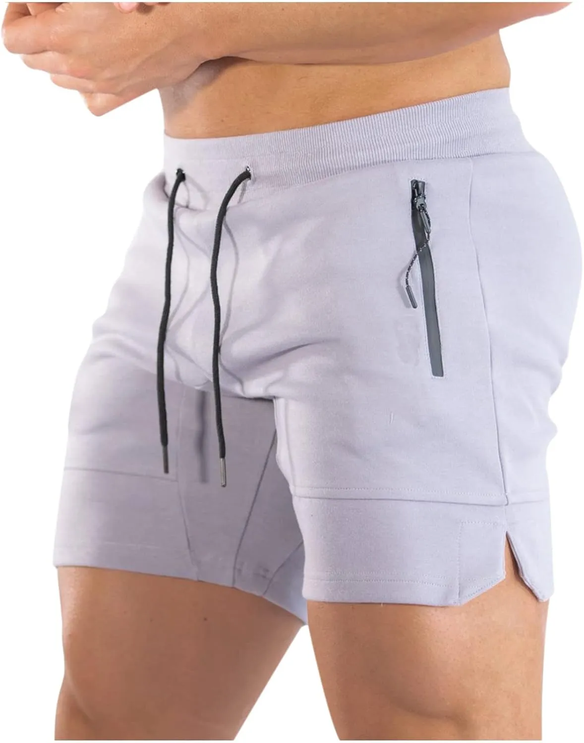 Men's Fitness Sports Sweat Shorts Elastic Waist Solid Breathable Shorts Quick Dry Running Training Shorts