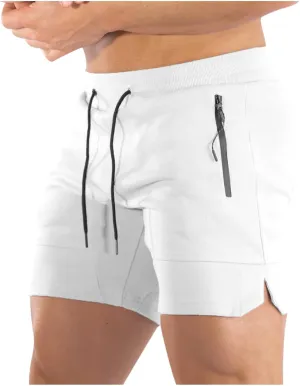 Men's Fitness Sports Sweat Shorts Elastic Waist Solid Breathable Shorts Quick Dry Running Training Shorts