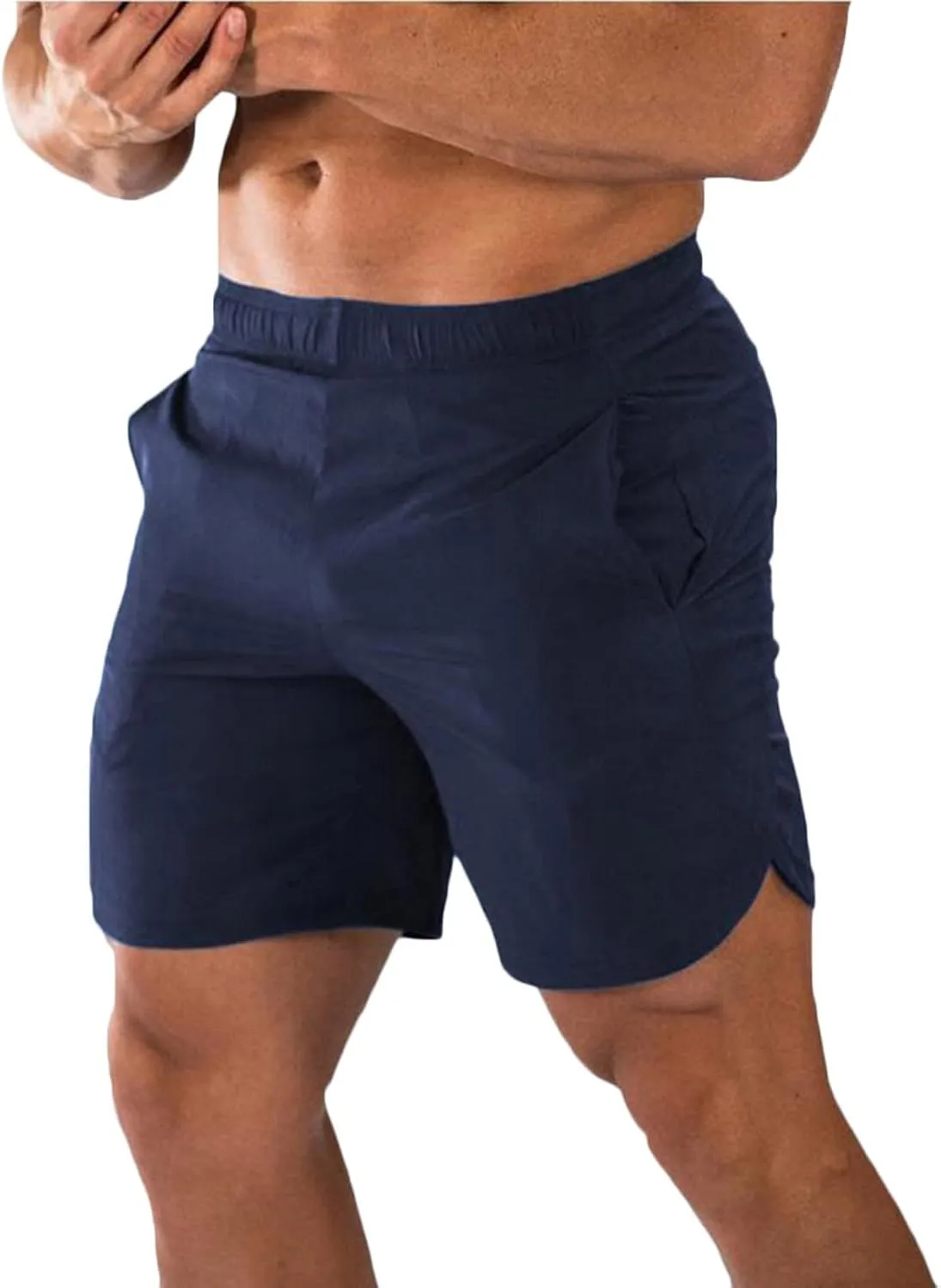 Men's Fitness Sports Sweat Shorts Elastic Waist Solid Breathable Shorts Quick Dry Running Training Shorts
