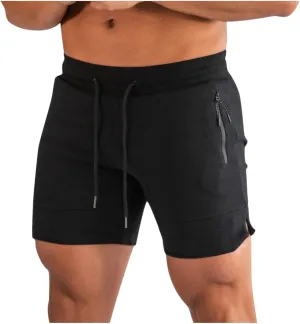 Men's Fitness Sports Sweat Shorts Elastic Waist Solid Breathable Shorts Quick Dry Running Training Shorts
