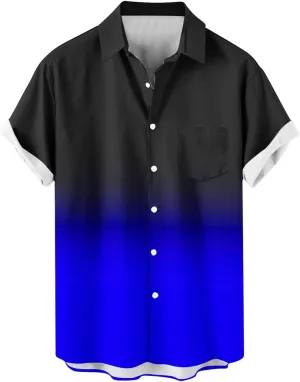 Men's Funky Gradient Bowling Shirts Short Sleeve Button Down Summer Beach Dress Shirts Hawaiian Vacation Clothes