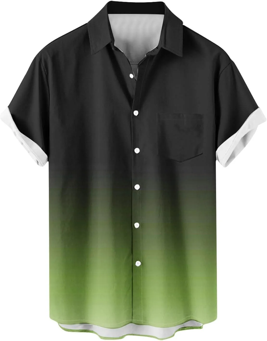 Men's Funky Gradient Bowling Shirts Short Sleeve Button Down Summer Beach Dress Shirts Hawaiian Vacation Clothes