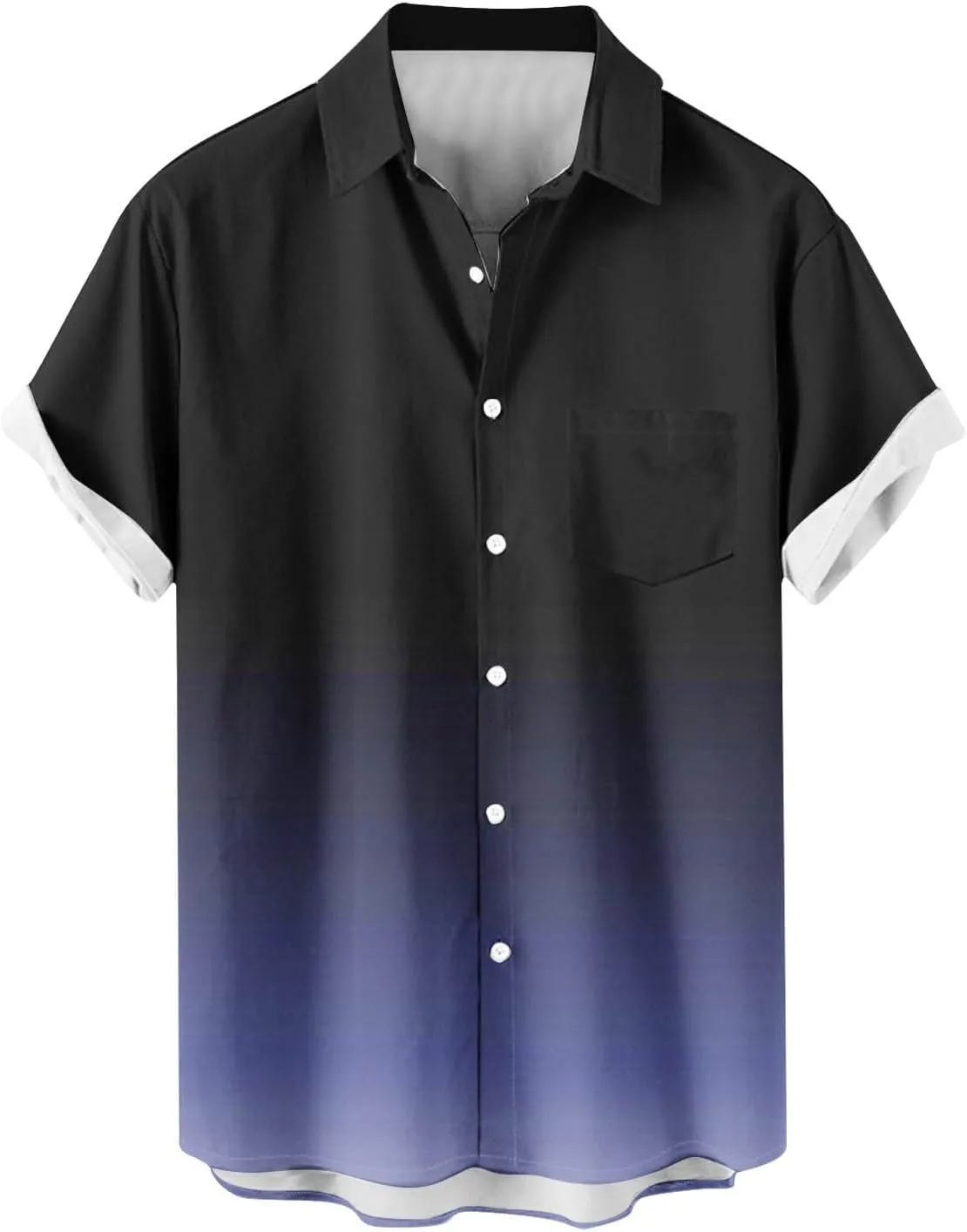 Men's Funky Gradient Bowling Shirts Short Sleeve Button Down Summer Beach Dress Shirts Hawaiian Vacation Clothes
