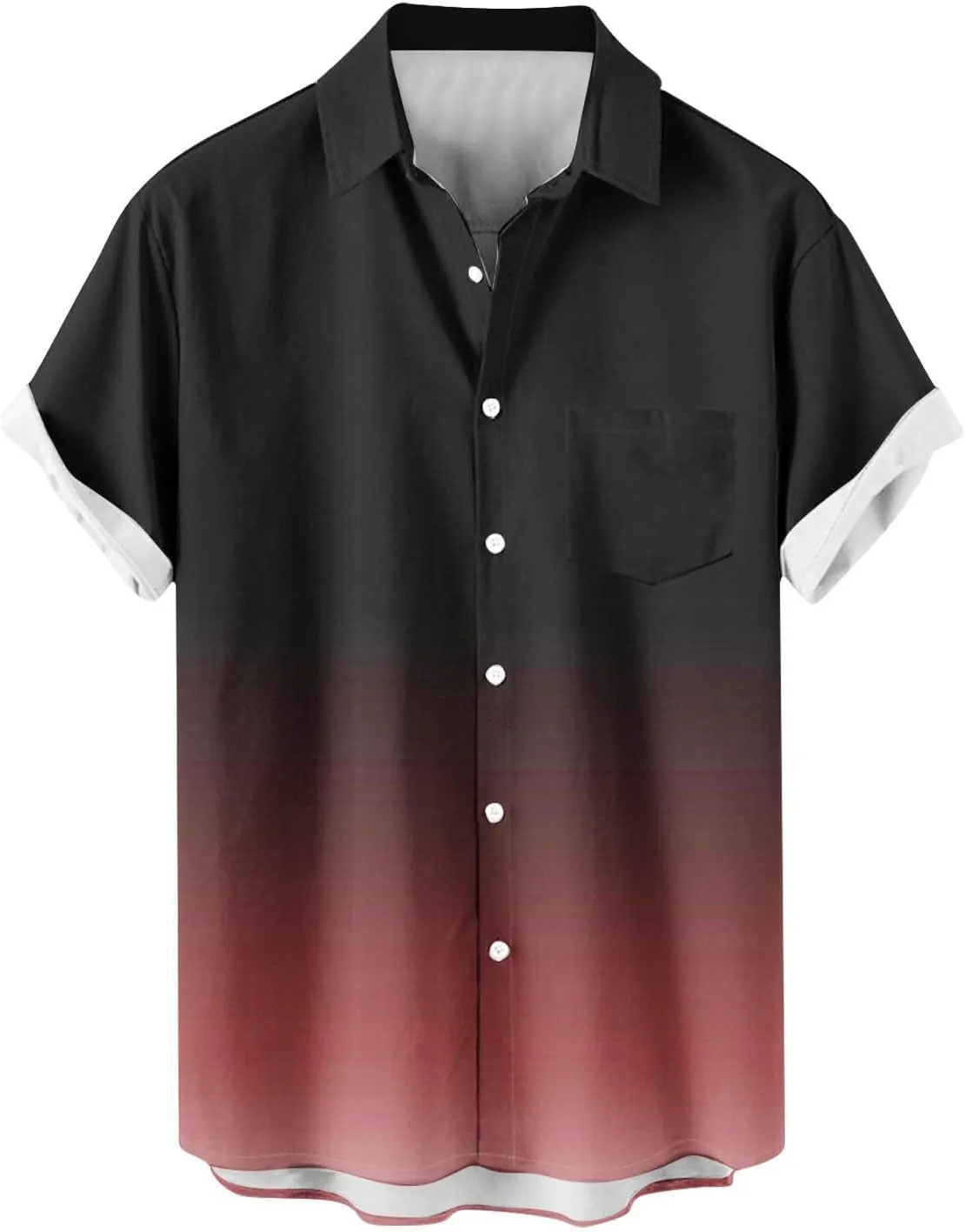 Men's Funky Gradient Bowling Shirts Short Sleeve Button Down Summer Beach Dress Shirts Hawaiian Vacation Clothes