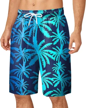 Mens Funny Hawaiian Shorts Summer Lightweight Elastic Drawstring 3D Printed Casual Capri Pants Outdoor Beach Traveling Shorts