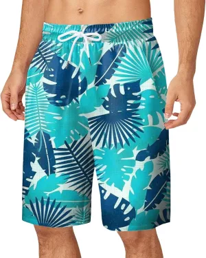 Mens Funny Hawaiian Shorts Summer Lightweight Elastic Drawstring 3D Printed Casual Capri Pants Outdoor Beach Traveling Shorts