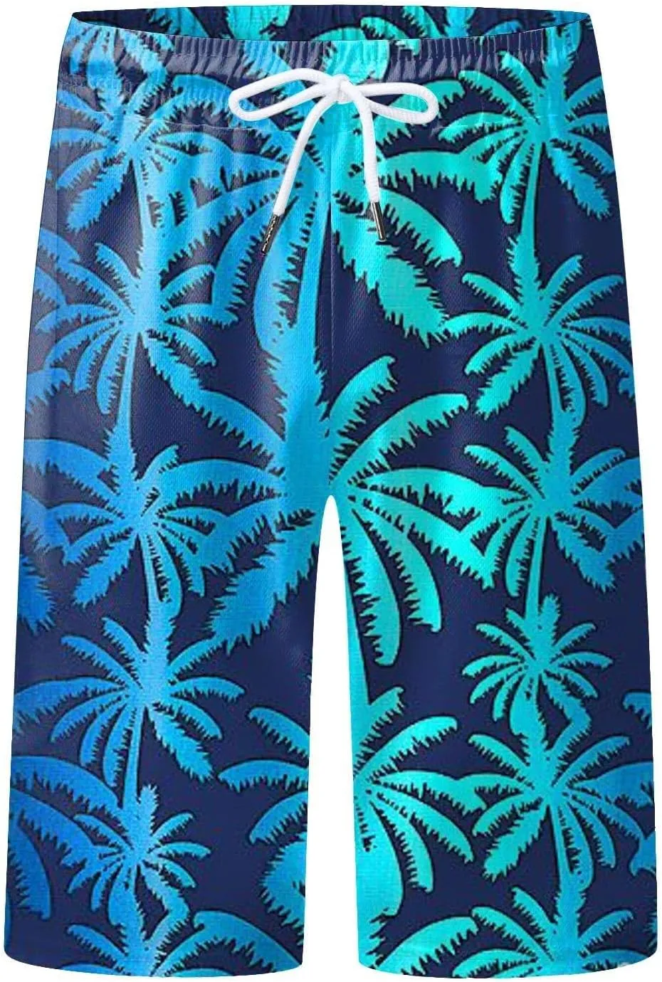 Mens Funny Hawaiian Shorts Summer Lightweight Elastic Drawstring 3D Printed Casual Capri Pants Outdoor Beach Traveling Shorts