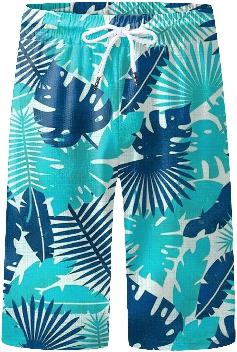Mens Funny Hawaiian Shorts Summer Lightweight Elastic Drawstring 3D Printed Casual Capri Pants Outdoor Beach Traveling Shorts