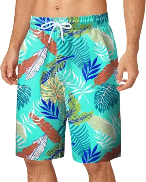 Mens Funny Hawaiian Shorts Summer Lightweight Elastic Drawstring 3D Printed Casual Capri Pants Outdoor Beach Traveling Shorts