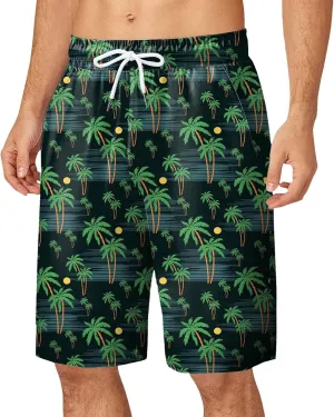 Mens Funny Hawaiian Shorts Summer Lightweight Elastic Drawstring 3D Printed Casual Capri Pants Outdoor Beach Traveling Shorts